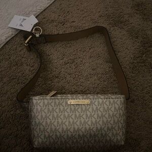 Michael Kors Silver and Black Monogram Crossbody Bag